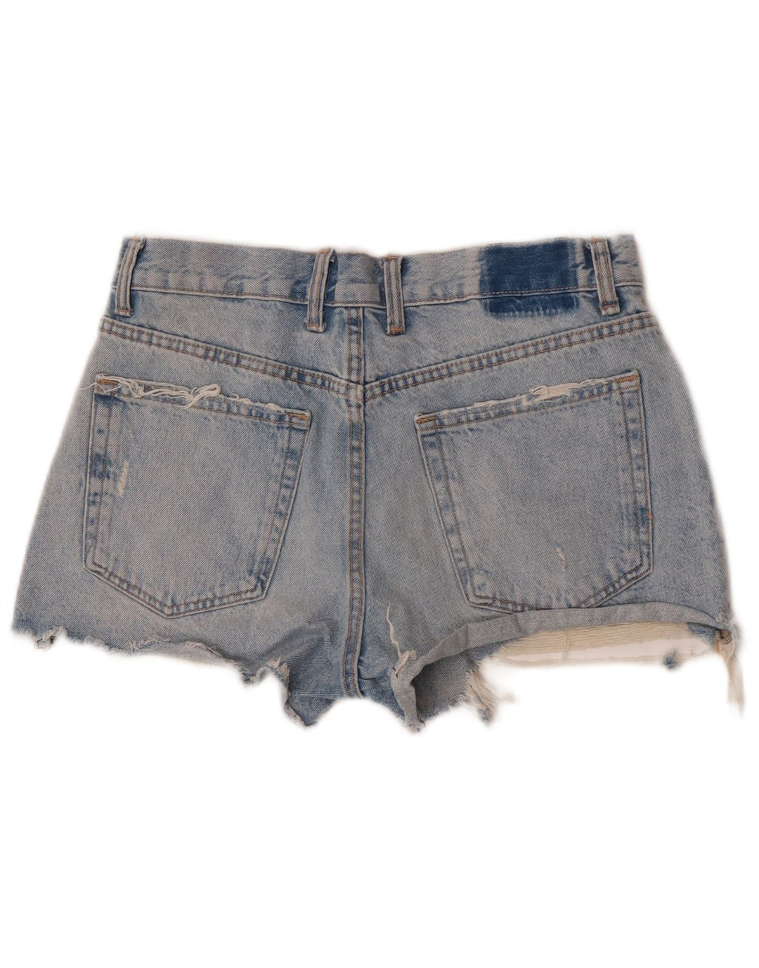 Zara Short en jean vieilli pour femme EU 38 Petit W28 Bleu Coton