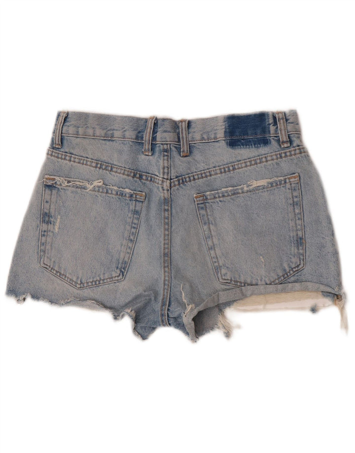 Zara Short en jean vieilli pour femme EU 38 Petit W28 Bleu Coton