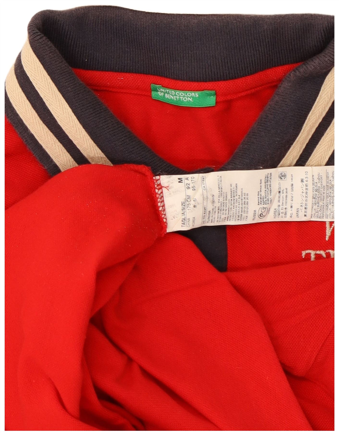 BENETTON Polo Graphique Homme Rouge Moyen Coton