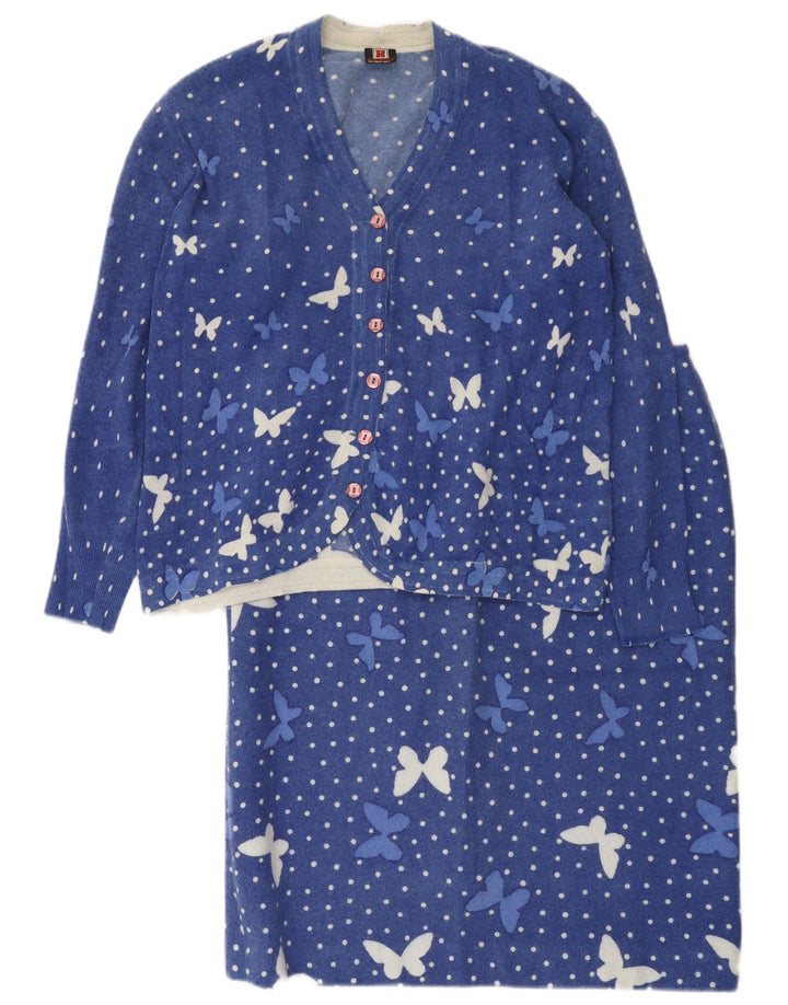 Heron Ensemble jupe 2 pièces pour femme UK 14 Medium W34 Bleu à pois papillon