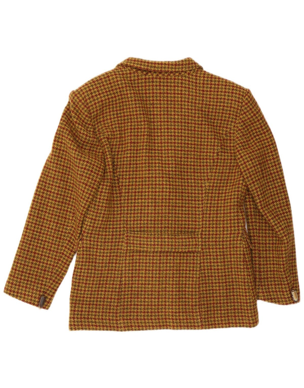 vintage Femme 4 Bouton Blazer Veste IT 46 Grande Laine Pied-de-Poule Marron