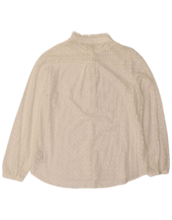 Fat Face Chemisier surdimensionné à manches longues pour femme UK 46 Grand motif floral blanc