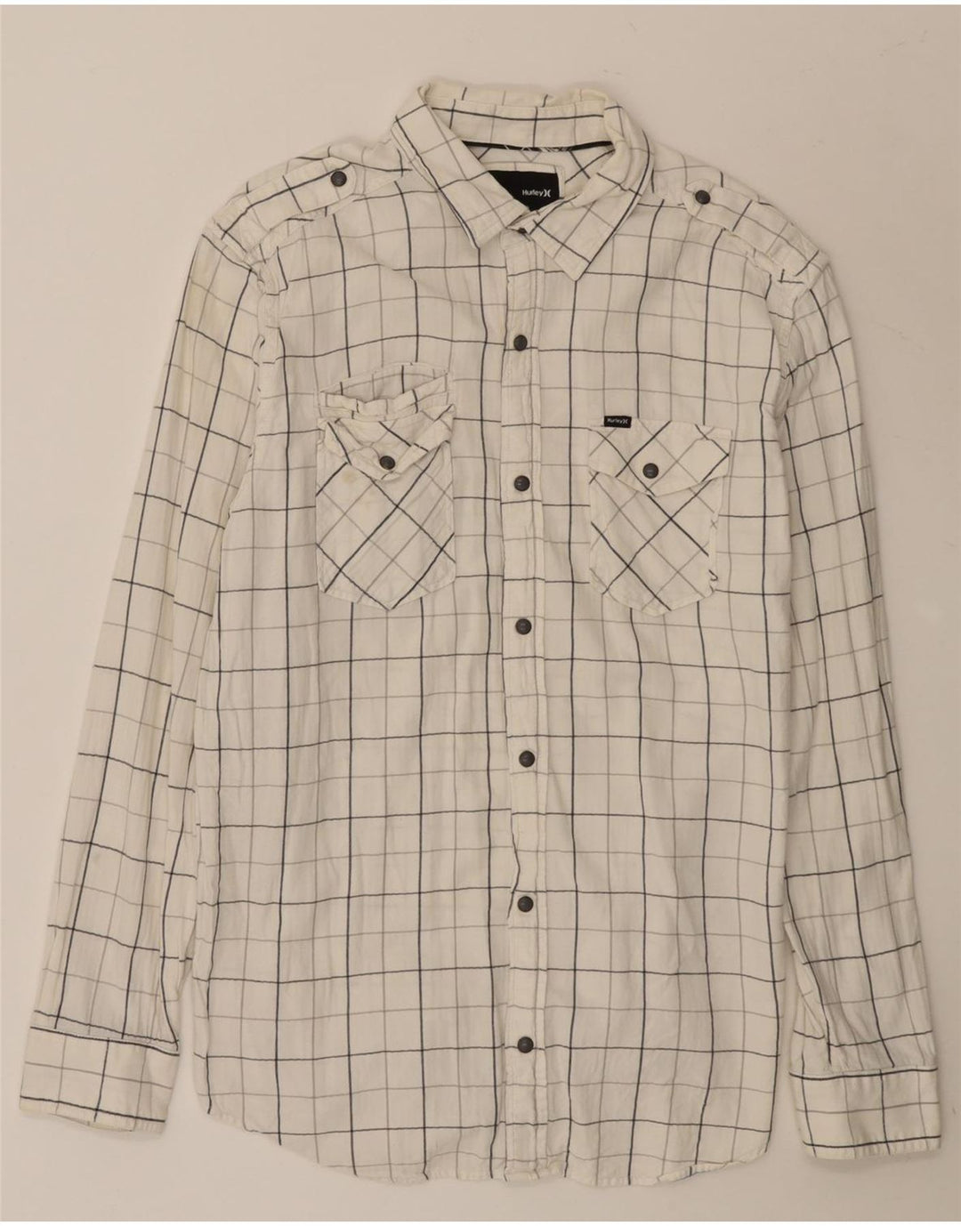 Hurley Chemise Homme Grand Carreau Blanc Coton
