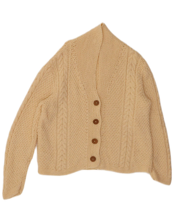 VINTAGE Pull Cardigan Femme UK 16 Grand Beige