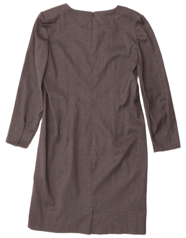 Vanita Robe droite à manches longues pour femme UK 14 Grande laine grise