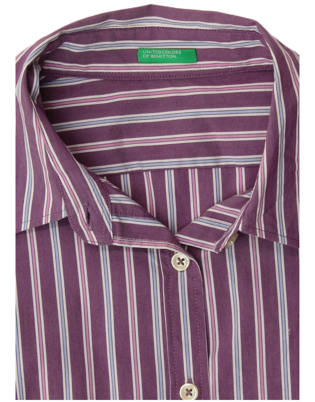 BENETTON Chemise Femme UK 16 Large Violet Rayé