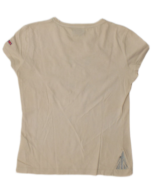 Reebok T-shirt graphique pour femme UK 10 Small Beige Coton