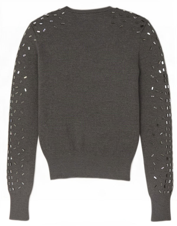 Zara Pull ras du cou pour femme UK 10 Petit Gris à pois