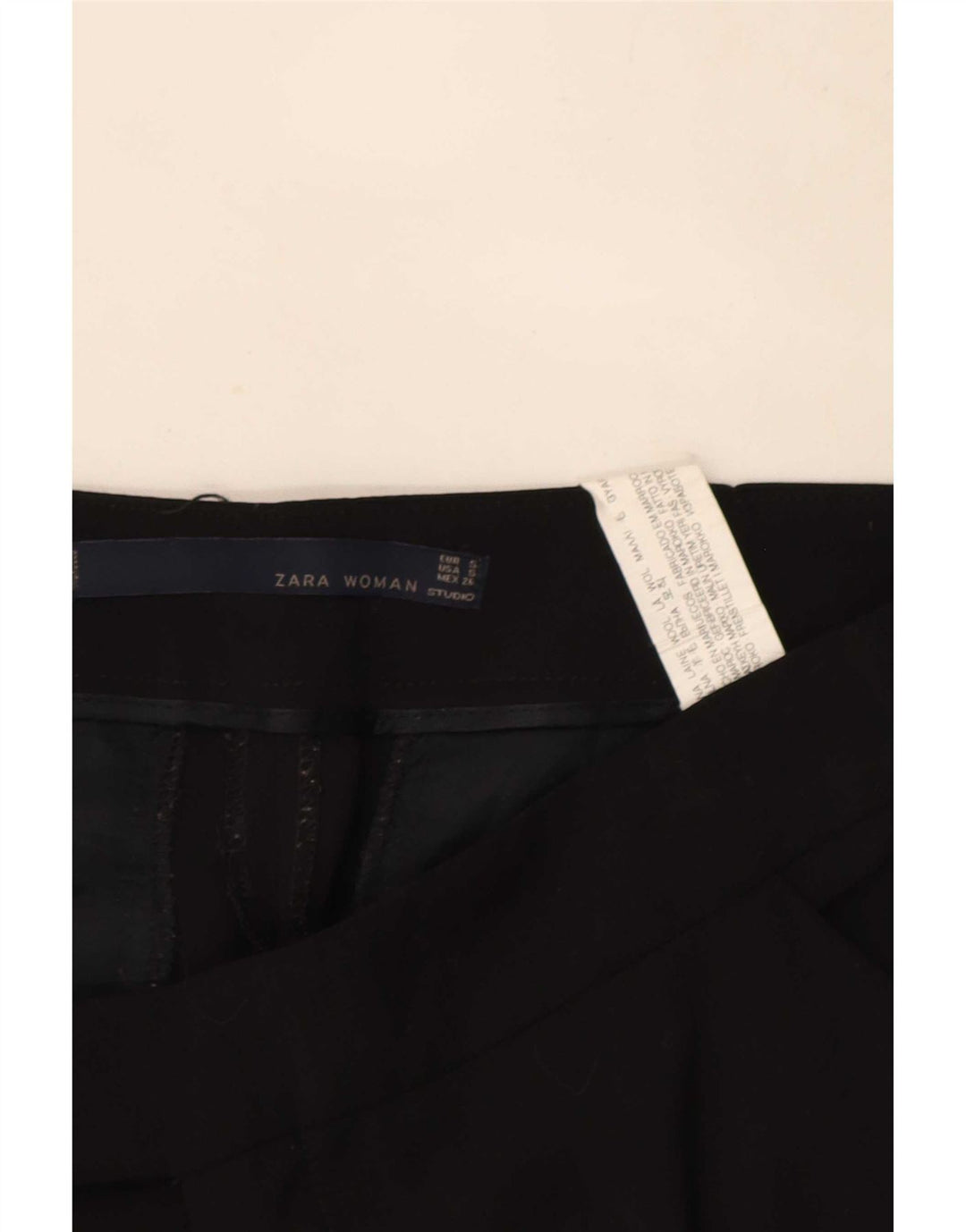 Zara Femme Pantalon De Costume Droit Petit W26 L26 Laine Noir