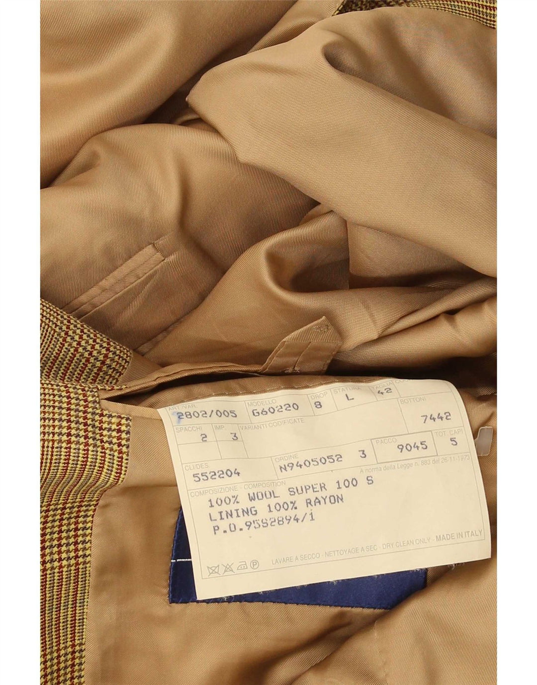 Gieves & Hawkes Veste blazer à 2 boutons pour homme UK 42 XL en laine pied-de-poule marron