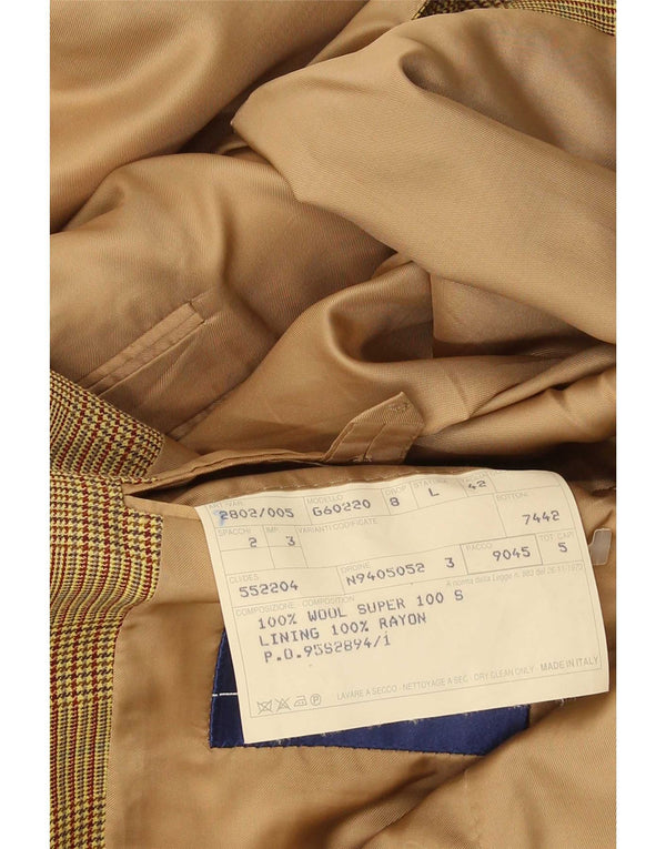 Gieves & Hawkes Veste blazer à 2 boutons pour homme UK 42 XL en laine pied-de-poule marron