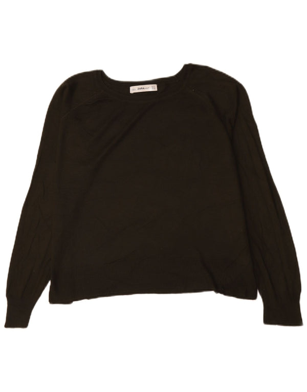 Zara Pull court surdimensionné à col bateau pour femme UK 10 Petit Vert