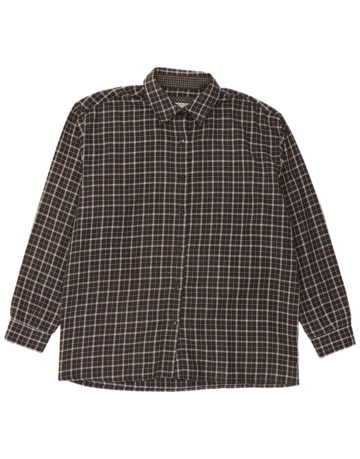 Amaranto Chemise en flanelle pour femme UK 46 Grand carreaux noirs en polyester