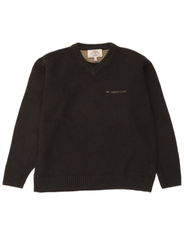 Armani Jeans Pull col V pour homme en laine gris Large