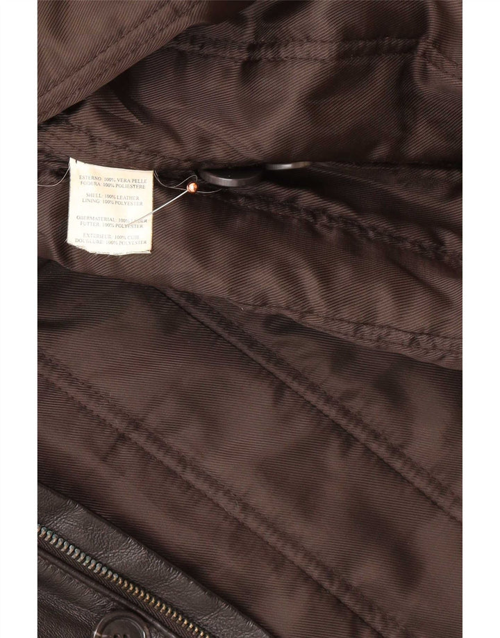 Manteau en cuir homme vintage IT 58 3XL Noir