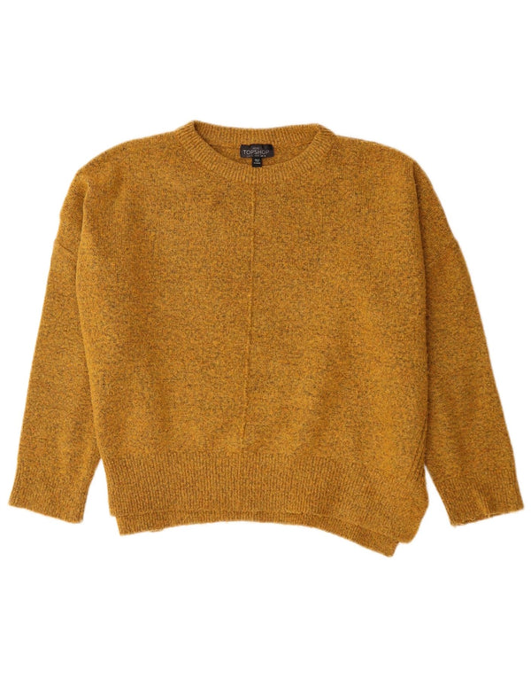 Topshop Pull surdimensionné à col rond pour femme UK 10 Petit Jaune