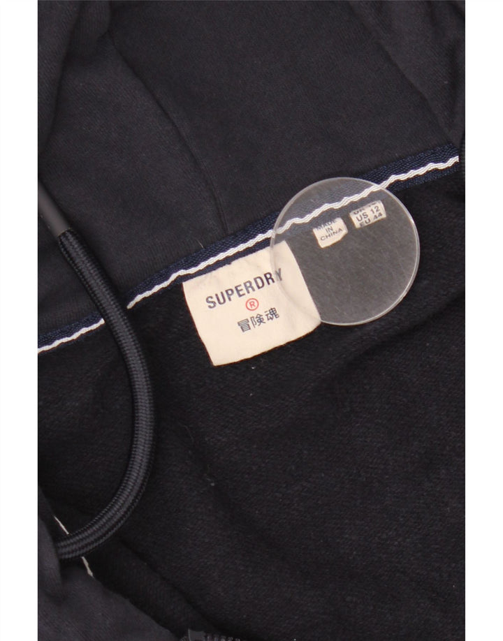 SUPERDRY Pull à capuche zippé pour femme UK 16 Large Bleu marine