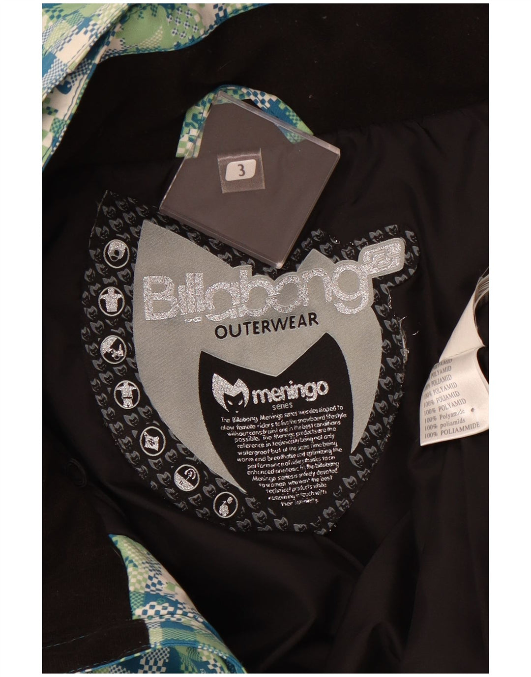 BILLABONG Veste coupe-vent à capuche pour femme UK 14 Grand carreaux verts