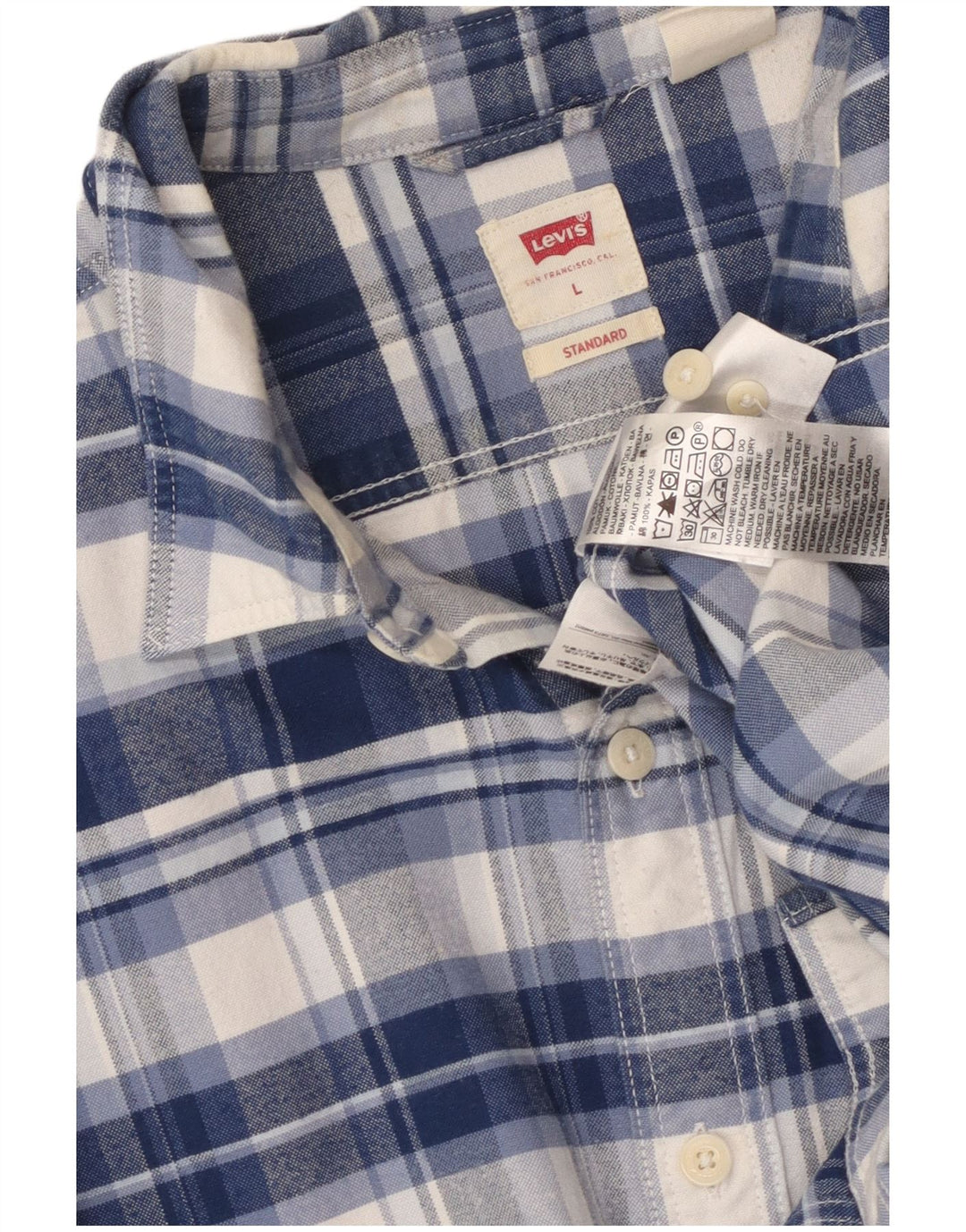 LEVI'S Chemise en flanelle pour homme, coupe standard, grand carreaux bleus, en coton
