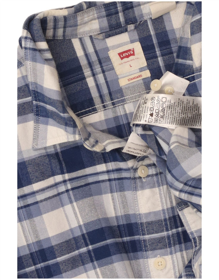 LEVI'S Chemise en flanelle pour homme, coupe standard, grand carreaux bleus, en coton