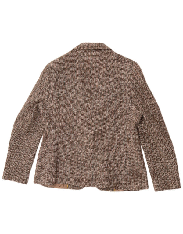John Brooks Veste blazer à 2 boutons pour femme UK 14 Marron moyen à chevrons