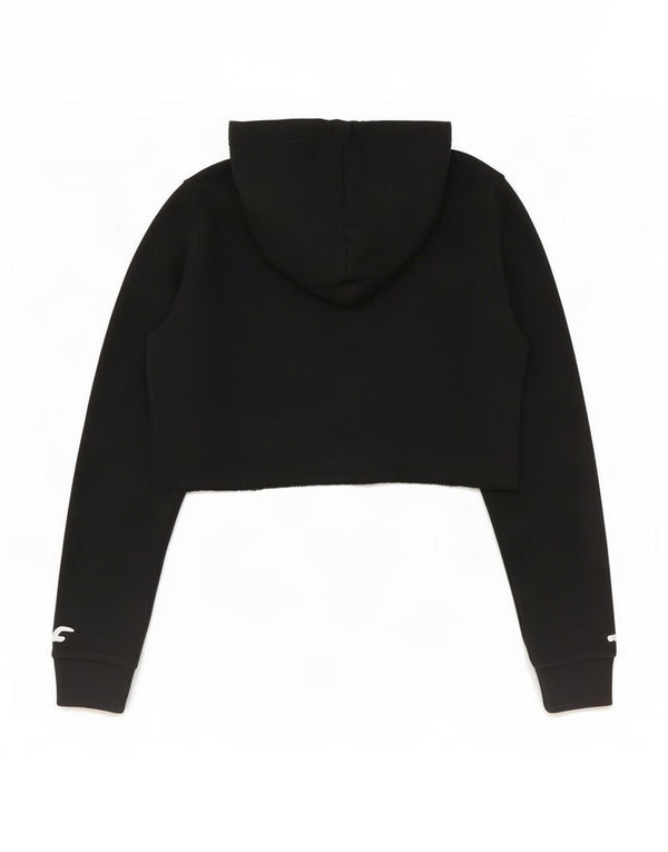 Hollister Pull à capuche court pour femme UK 10 Petit coton noir