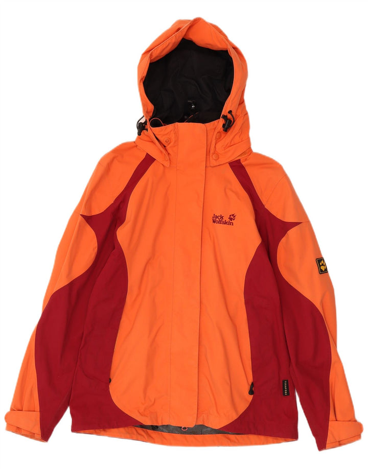 Jack Wolfskin Veste de pluie à capuche pour femme UK 10 Small Orange Colourblock
