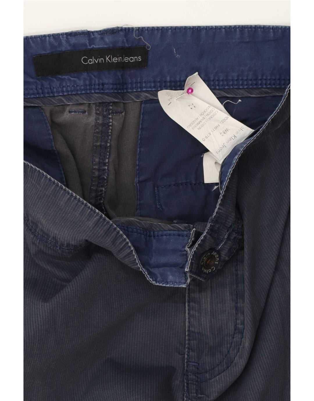 Calvin Klein Short cargo pour homme W33 en coton à fines rayures bleu marine moyen