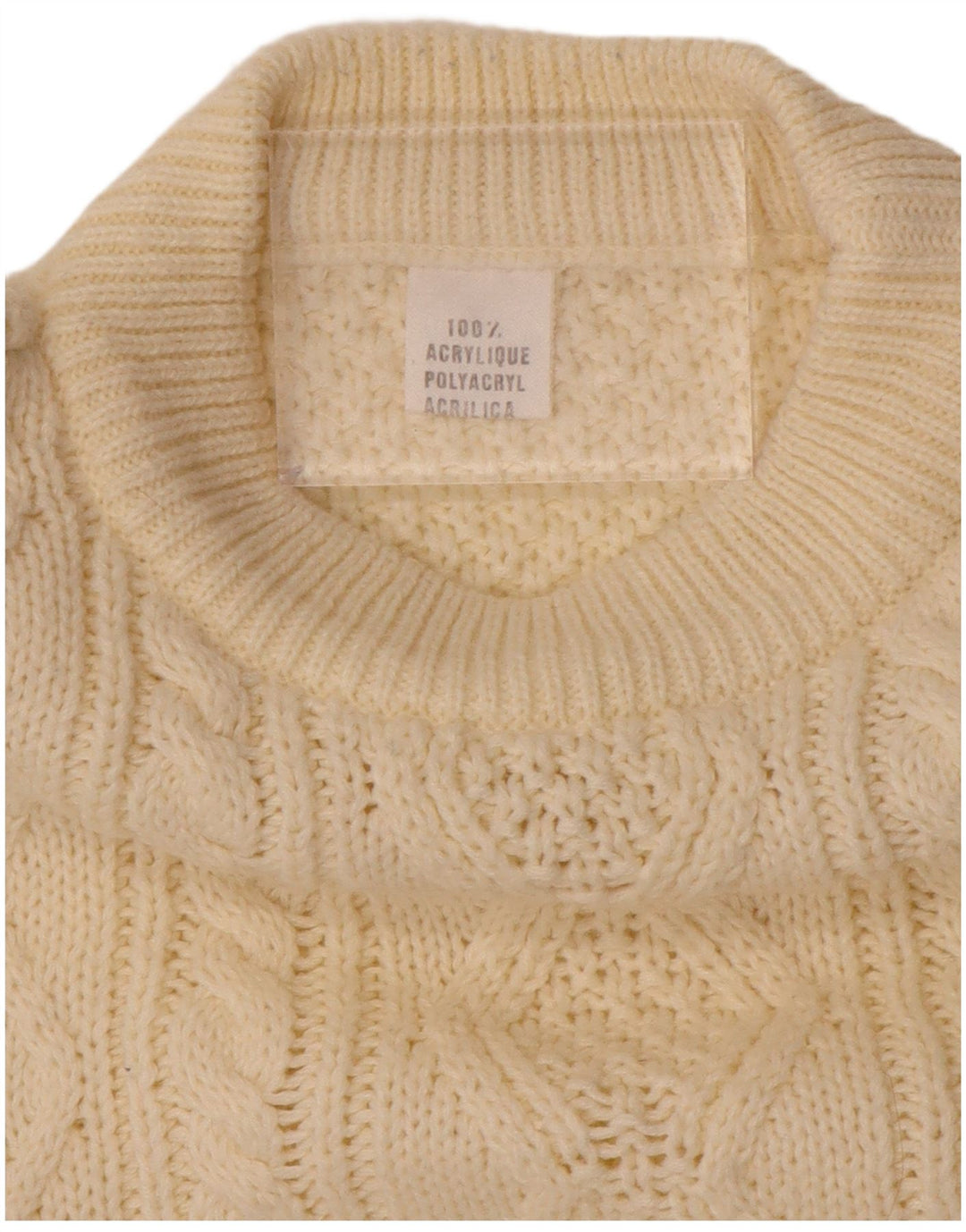 VINTAGE Femme Crew Neck Jumper Pull UK 20 2XL Off White Polyacrylique