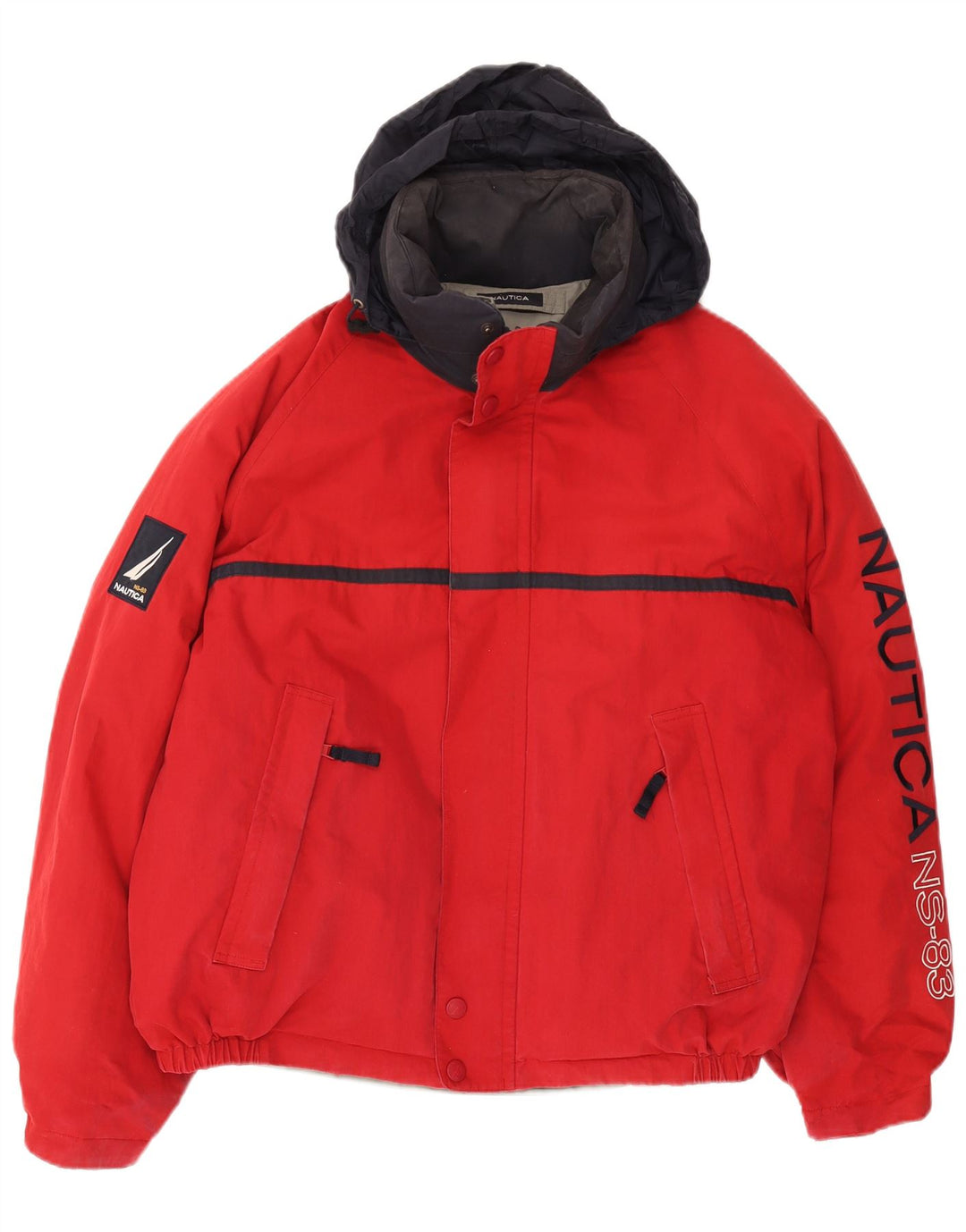 NAUTICA Veste réversible rembourrée à capuche pour homme UK 40 Large Rouge Colorblock