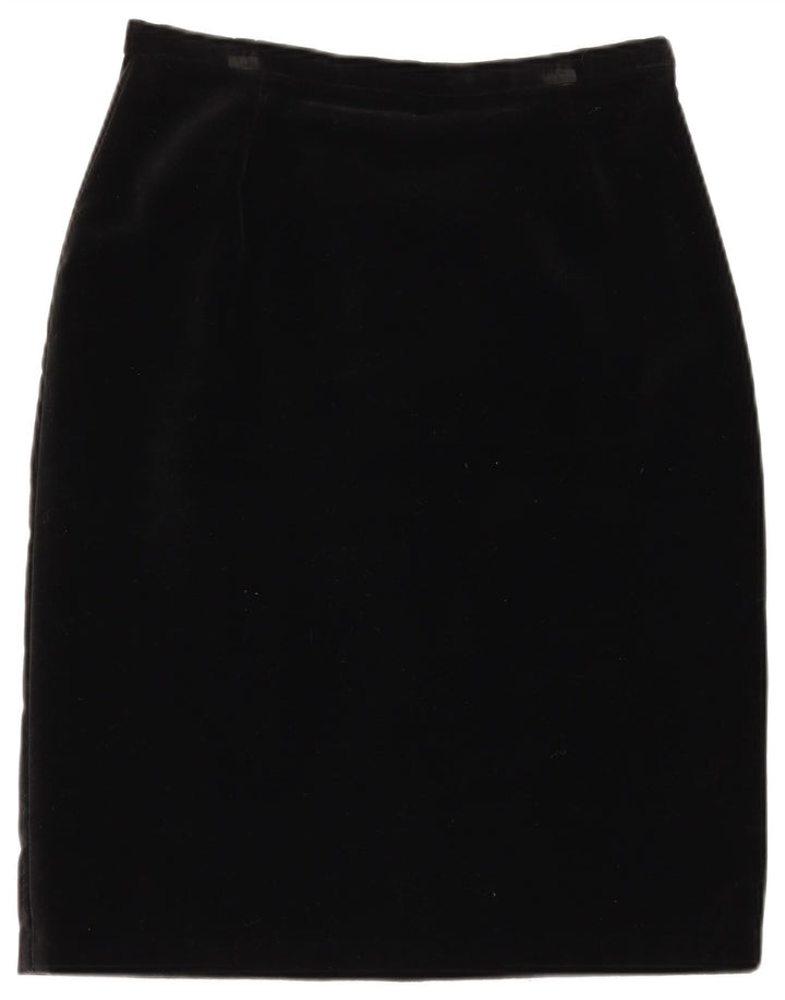 DEBENHAMS Womens Velvet Pencil Skirt W30 Medium Black