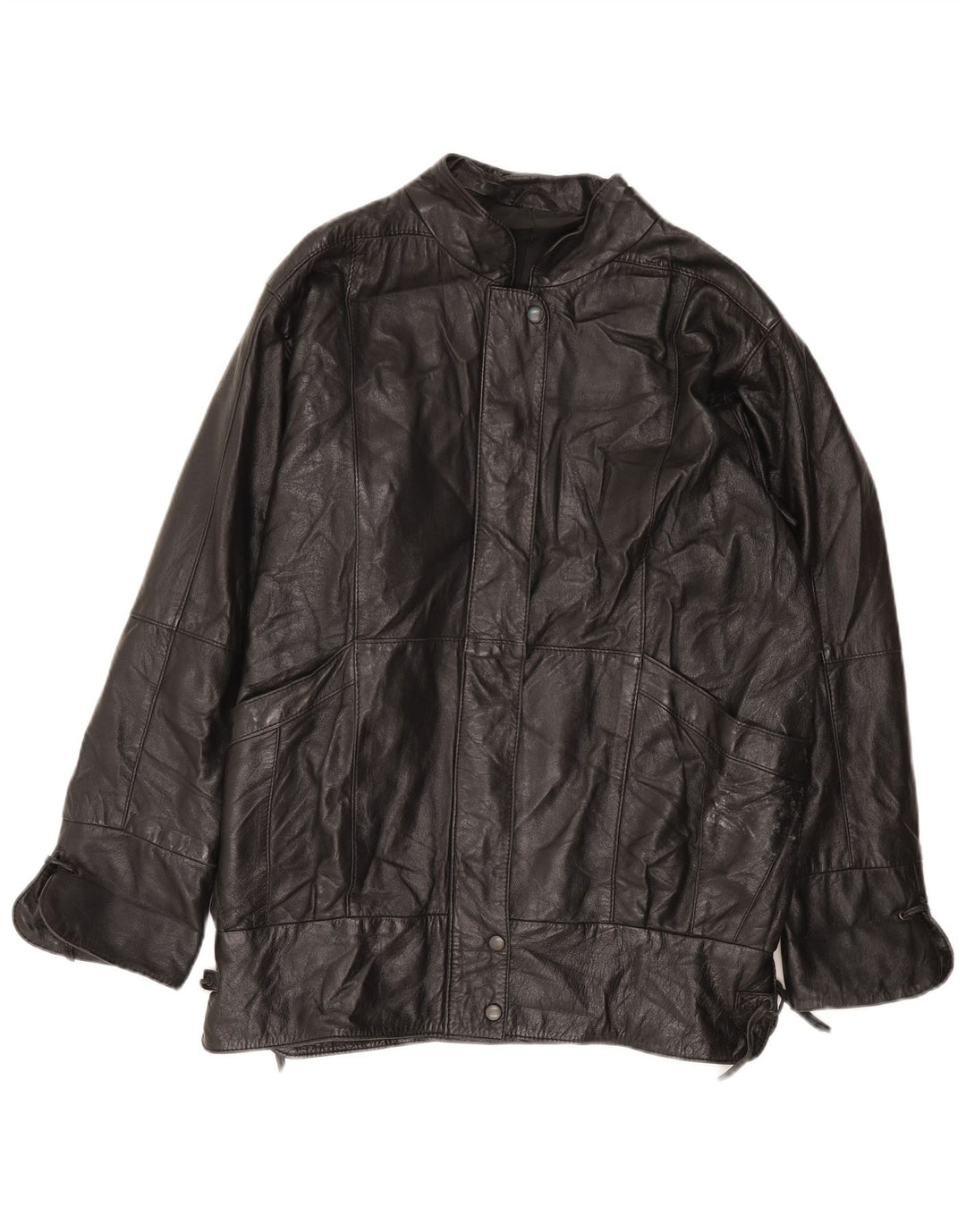 veste en cuir surdimensionnée femme vintage EU 50 XL Noir