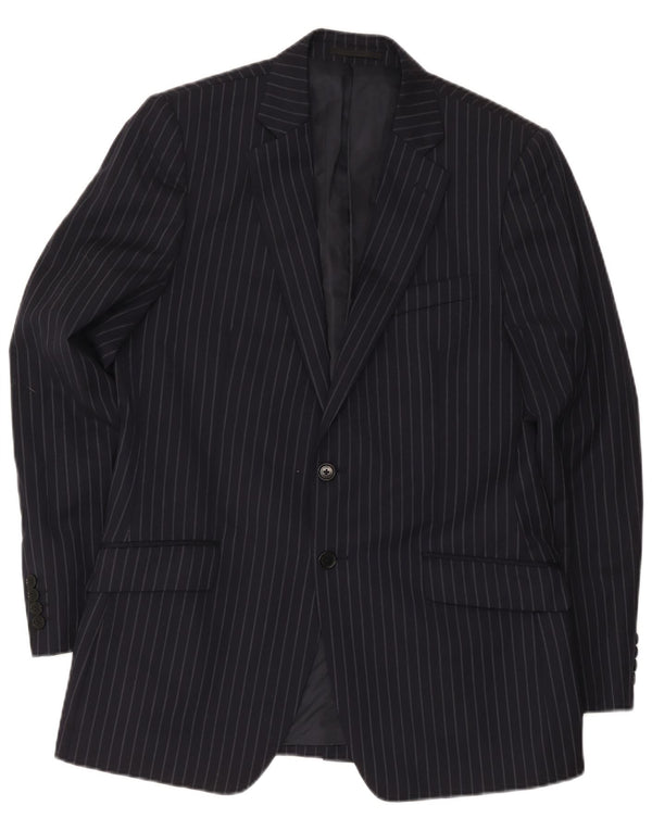 Jaeger Veste blazer à 2 boutons pour homme UK 40 Grande laine à fines rayures bleu marine