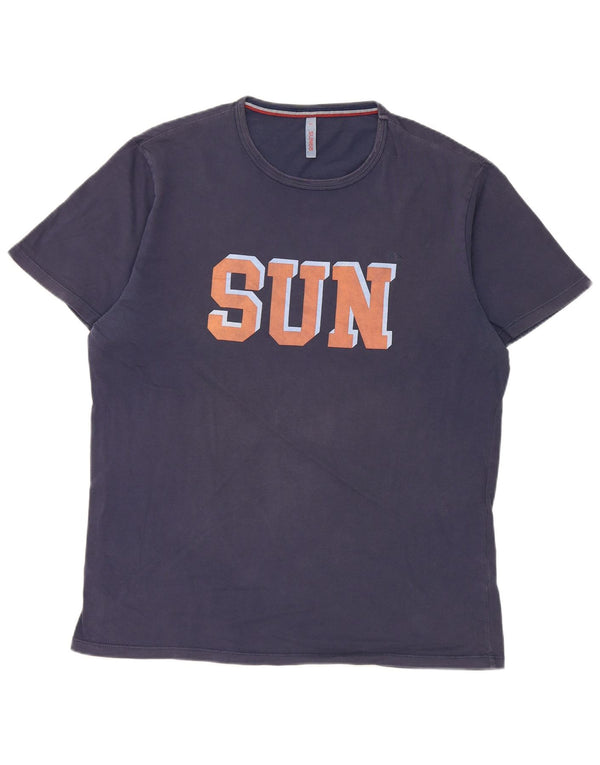 Sun68 T-Shirt Graphique Homme Top 2XL Bleu Marine Coton