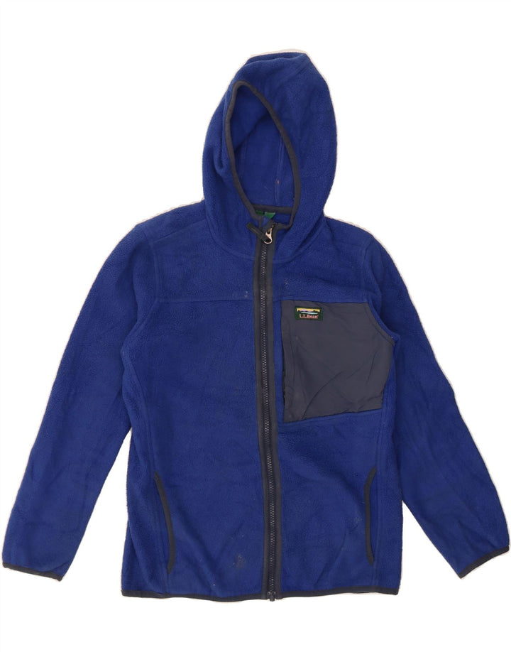 L.L.BEAN Boys Hooded Fleece Jacket 10-11 Years Medium  Blue Colourblock Vintage L.L.Bean and Second-Hand L.L.Bean from Messina Hembry 