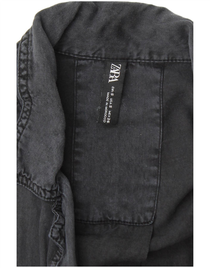 ZARA Chemisier surdimensionné à manches courtes pour femme UK 10 Small Noir