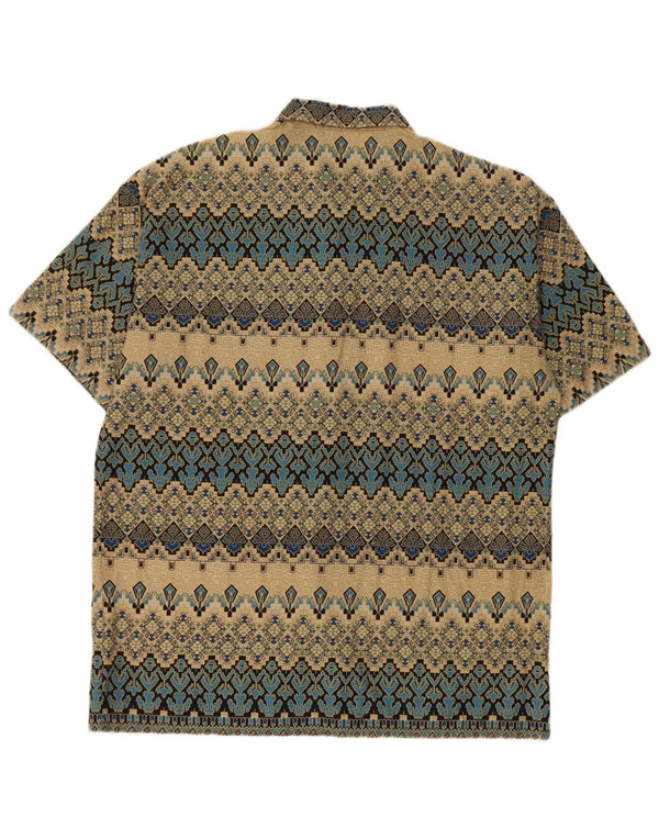 Chemise à manches courtes Vintage pour hommes 3XL coton fleuri jaune