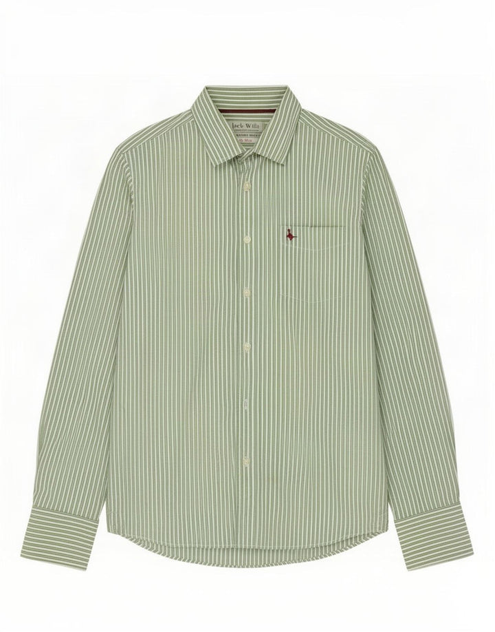 Jack Wills Chemise Homme Coton Rayé Vert Moyen