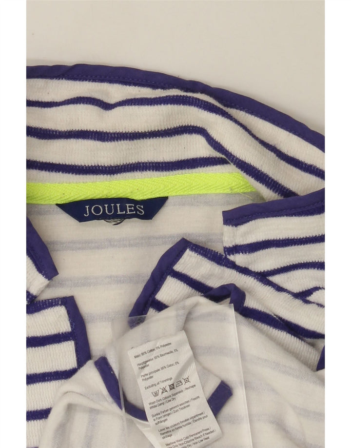 JOULES Cardigan court ouvert pour femme UK 8 petit coton rayé blanc