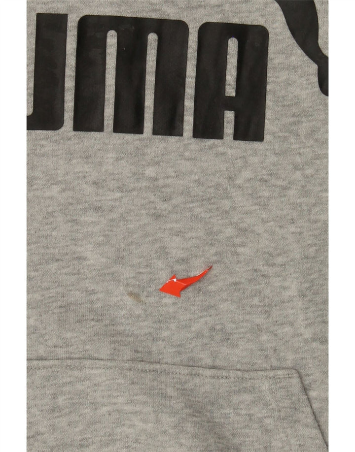 PUMA Pull à capuche graphique pour femme UK 16 Large Gris Moucheté