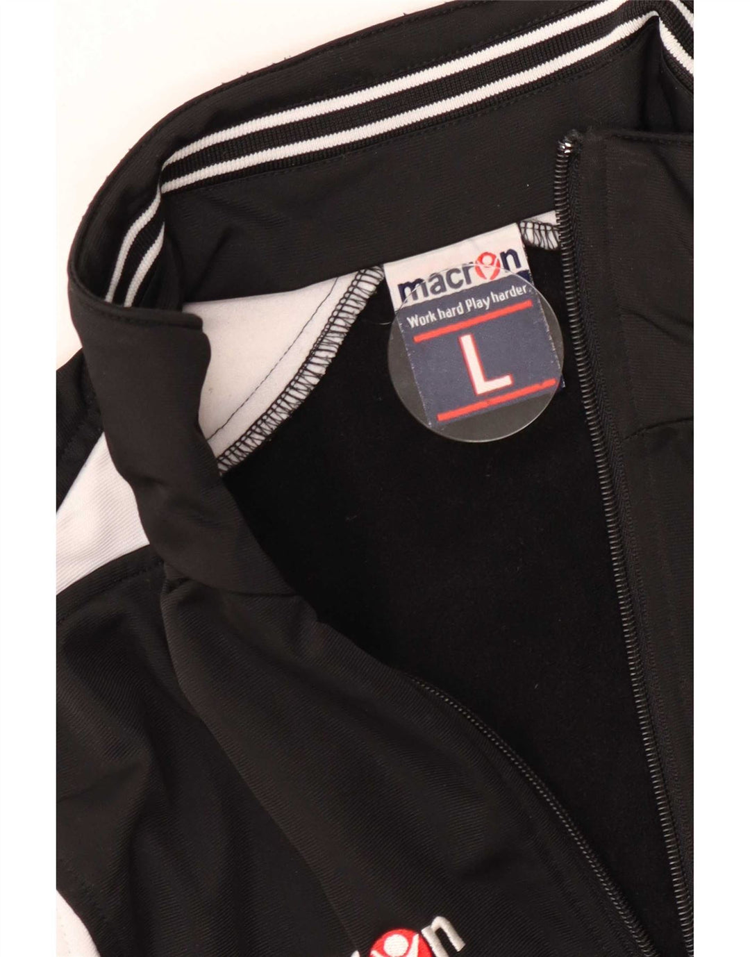 Macron Veste de survêtement graphique pour homme Taille L en polyester color block noir