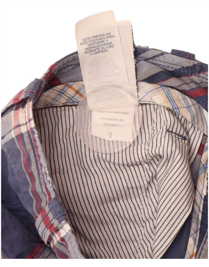 TOMMY HILFIGER Short Cargo Homme W32 Coton Bleu Marine Moyen à Carreaux