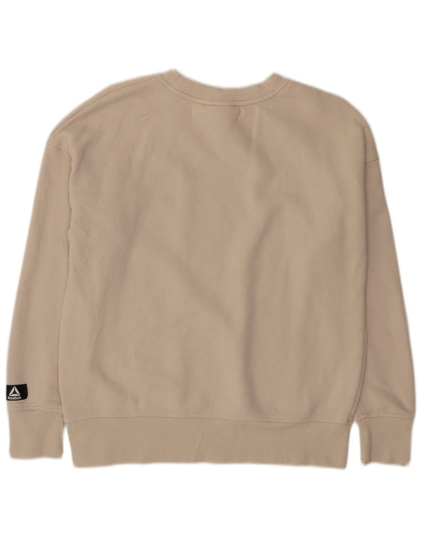 Reebok Sweat-shirt surdimensionné graphique pour femme UK 6 XS Coton beige