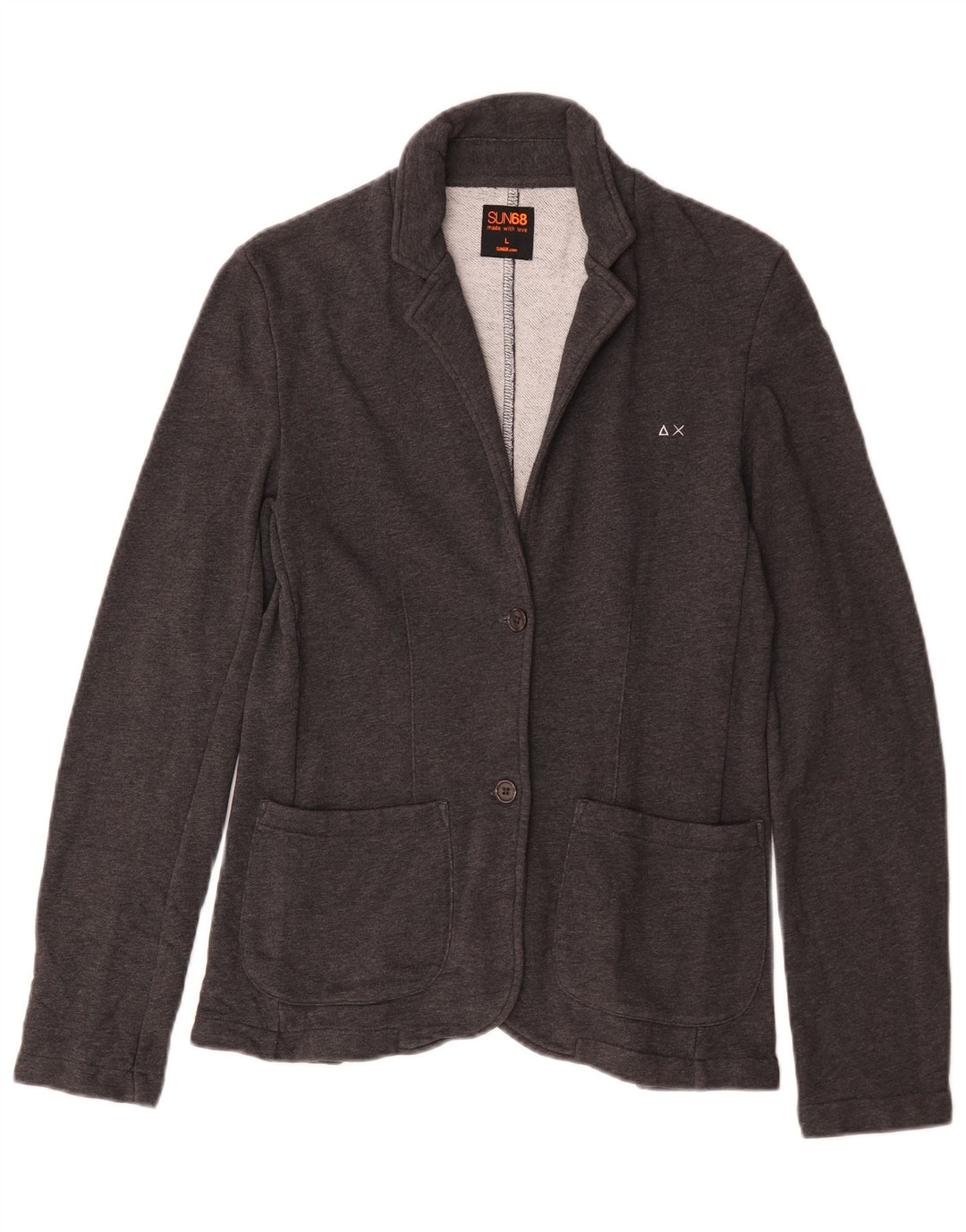 Sun68 Veste blazer à 2 boutons pour femme UK 14 Large Gris Coton