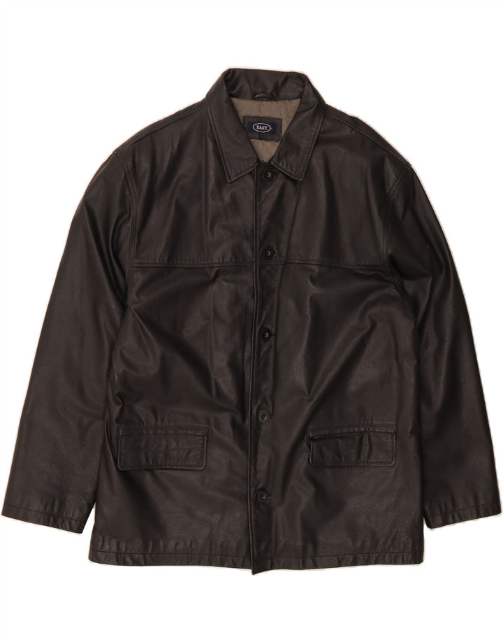 EASY Mens Leather Coat UK 42 XL Black Leather Vintage Easy and Second-Hand Easy from Messina Hembry 