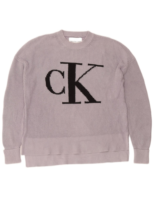 Calvin Klein Jeans Pull graphique à col rond pour homme, petit, violet