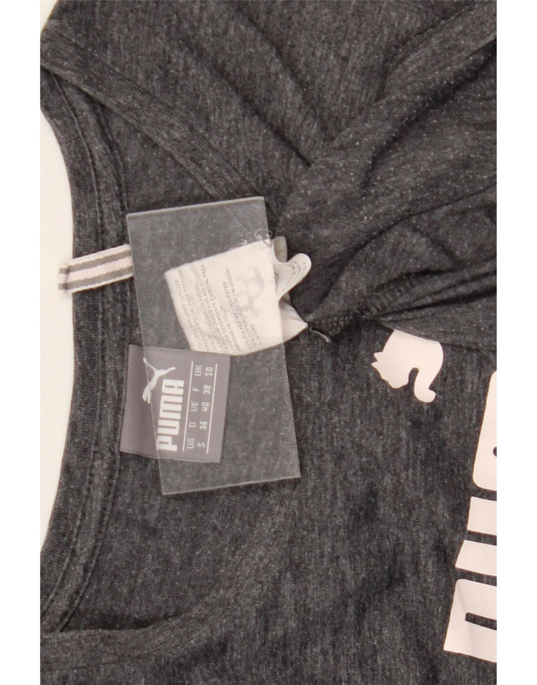 Puma T-shirt graphique pour femme UK 10 Small Gris Moucheté Polyester