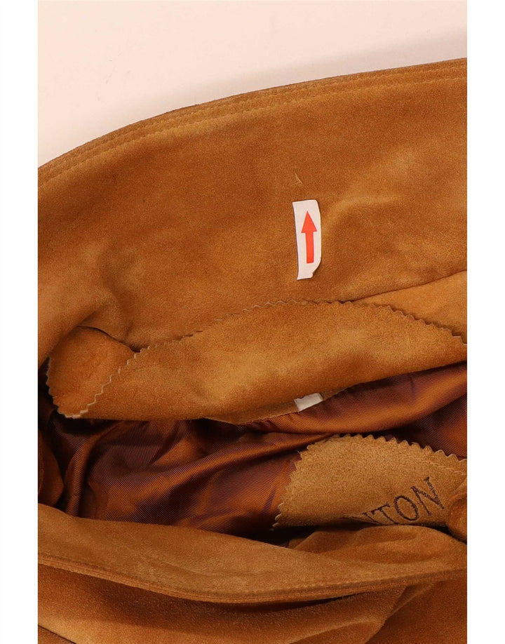 vintage Femme Suède Pardessus IT 42 Cuir Beige Moyen