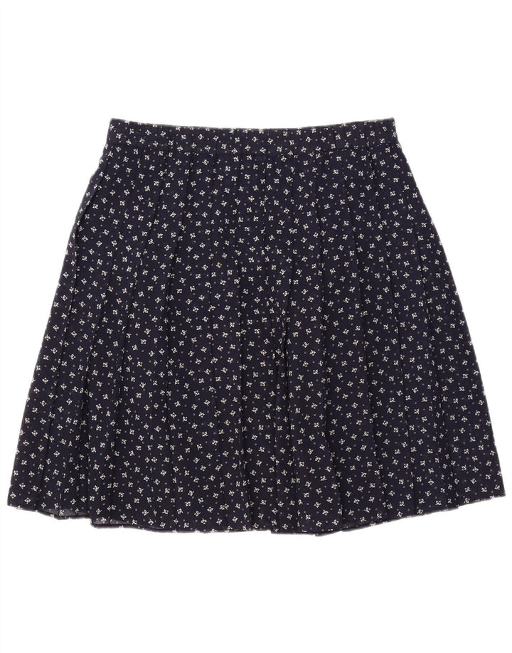 GVB Jupe trapèze pour femme UK 10 Small W34 Bleu marine Floral Polyester