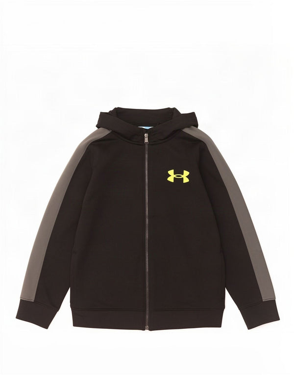 Under Armour Sweat à capuche zippé pour garçon 7-8 ans Petit Noir Colourblock